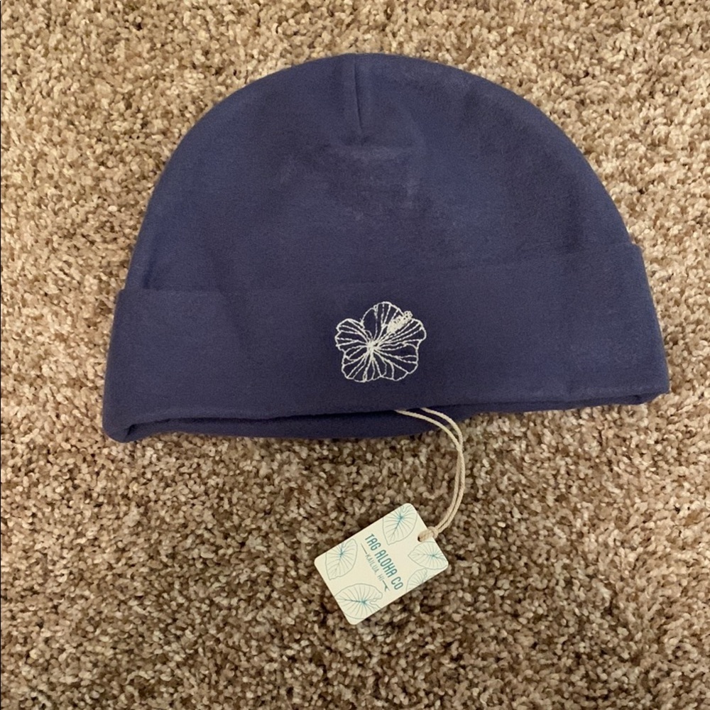 Tag Aloha Co Navy Blue Embroidery Beanie